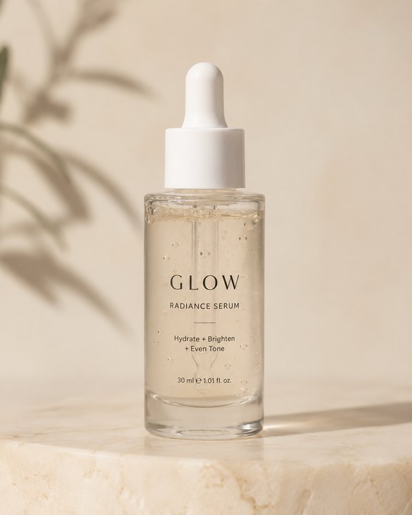 The GLOW serum product photo uploaded to Gemini